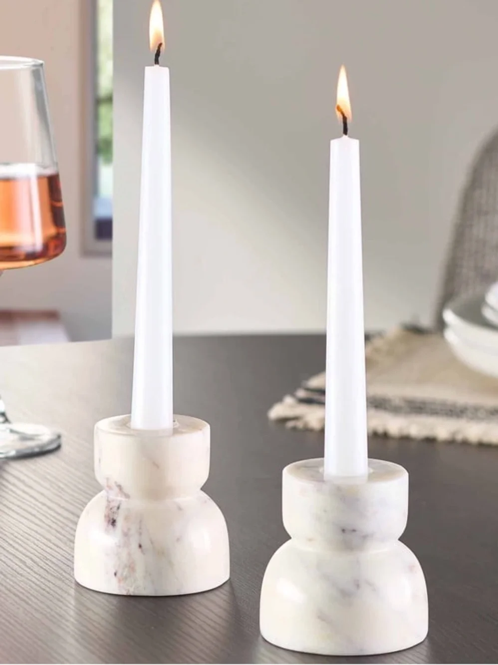BHG NWT 2pc marble taper/tealight holder